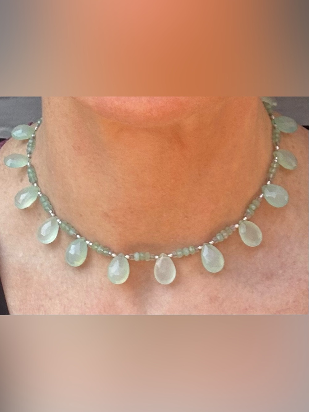 NWOT Artisan Prehnite Teardrop Beaded Necklace